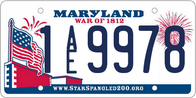 MD license plate 1AE9978
