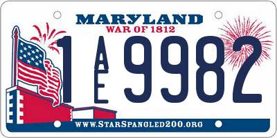 MD license plate 1AE9982