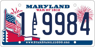 MD license plate 1AE9984