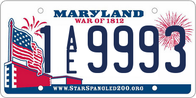 MD license plate 1AE9993