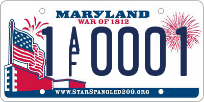 MD license plate 1AF0001