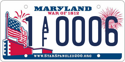 MD license plate 1AF0006