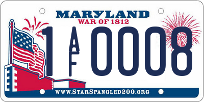 MD license plate 1AF0008