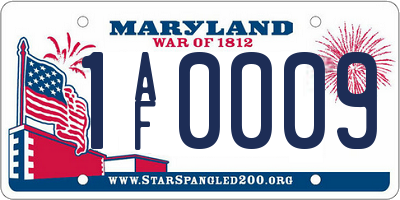 MD license plate 1AF0009