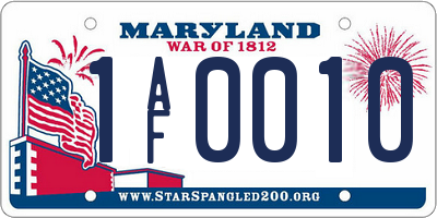 MD license plate 1AF0010