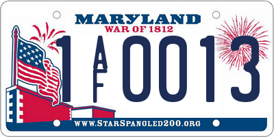 MD license plate 1AF0013