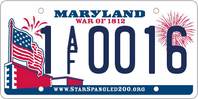 MD license plate 1AF0016