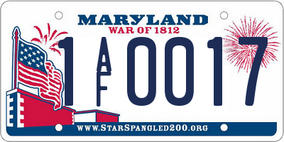 MD license plate 1AF0017