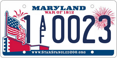 MD license plate 1AF0023