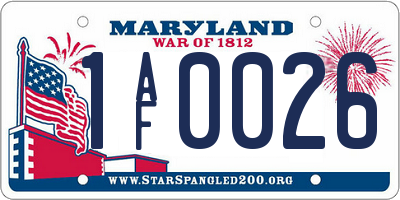 MD license plate 1AF0026