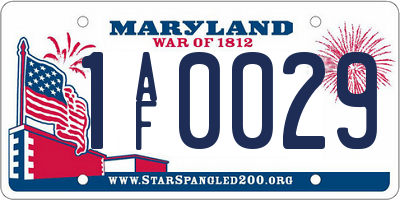 MD license plate 1AF0029