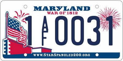 MD license plate 1AF0031