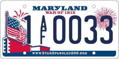 MD license plate 1AF0033