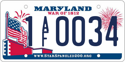 MD license plate 1AF0034