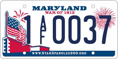 MD license plate 1AF0037