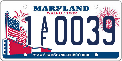 MD license plate 1AF0039