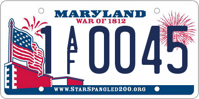 MD license plate 1AF0045