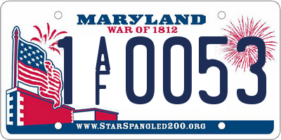 MD license plate 1AF0053