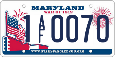 MD license plate 1AF0070