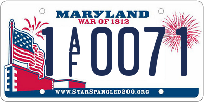 MD license plate 1AF0071