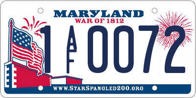 MD license plate 1AF0072