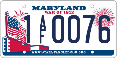 MD license plate 1AF0076