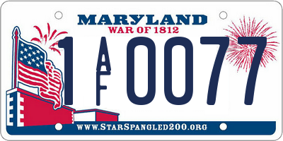 MD license plate 1AF0077