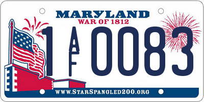 MD license plate 1AF0083