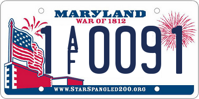 MD license plate 1AF0091