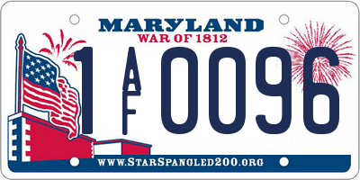 MD license plate 1AF0096