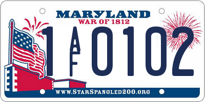 MD license plate 1AF0102