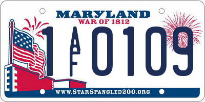 MD license plate 1AF0109