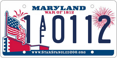MD license plate 1AF0112