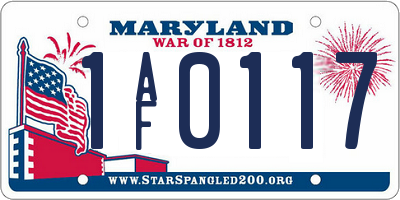 MD license plate 1AF0117