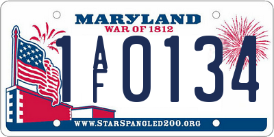 MD license plate 1AF0134