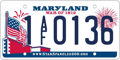 MD license plate 1AF0136