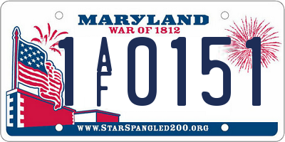 MD license plate 1AF0151