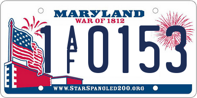 MD license plate 1AF0153