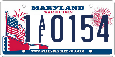MD license plate 1AF0154