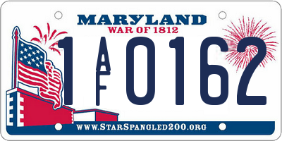 MD license plate 1AF0162