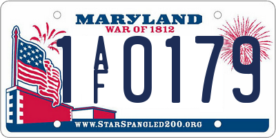 MD license plate 1AF0179