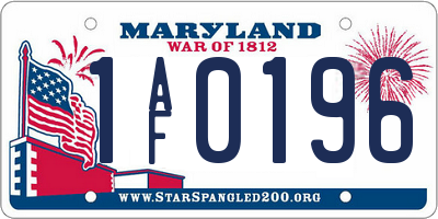 MD license plate 1AF0196