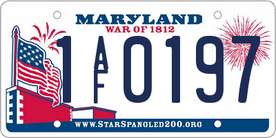 MD license plate 1AF0197