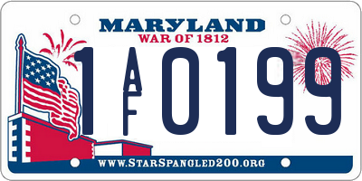 MD license plate 1AF0199