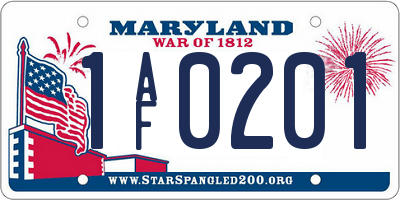 MD license plate 1AF0201