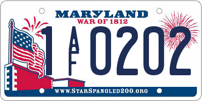 MD license plate 1AF0202