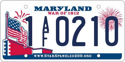 MD license plate 1AF0210