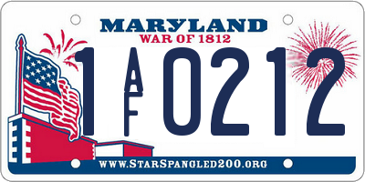 MD license plate 1AF0212