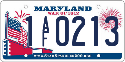 MD license plate 1AF0213