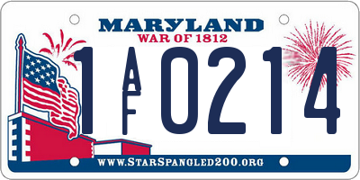 MD license plate 1AF0214
